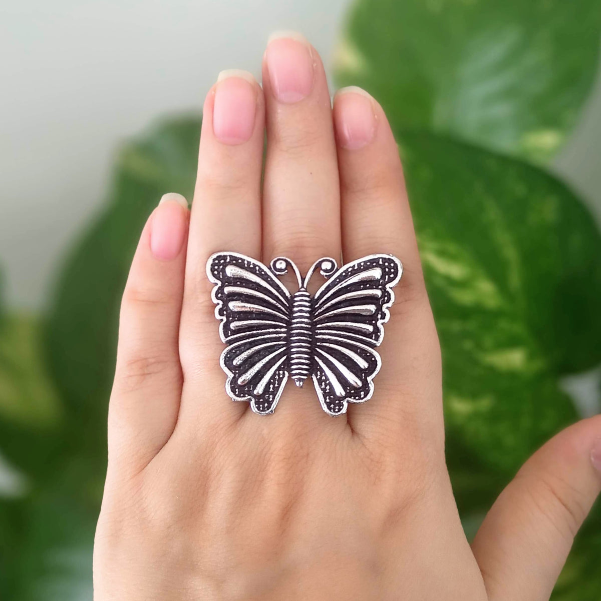 Gorgeous Butterfly Silver Oxidised Adjustable Beautiful Finger Ring