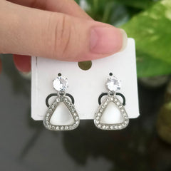 Triangle Design Stone Studded Fashion Korean Earrings