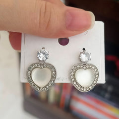 Heart Design Stone Studded Fashion Korean Earrings