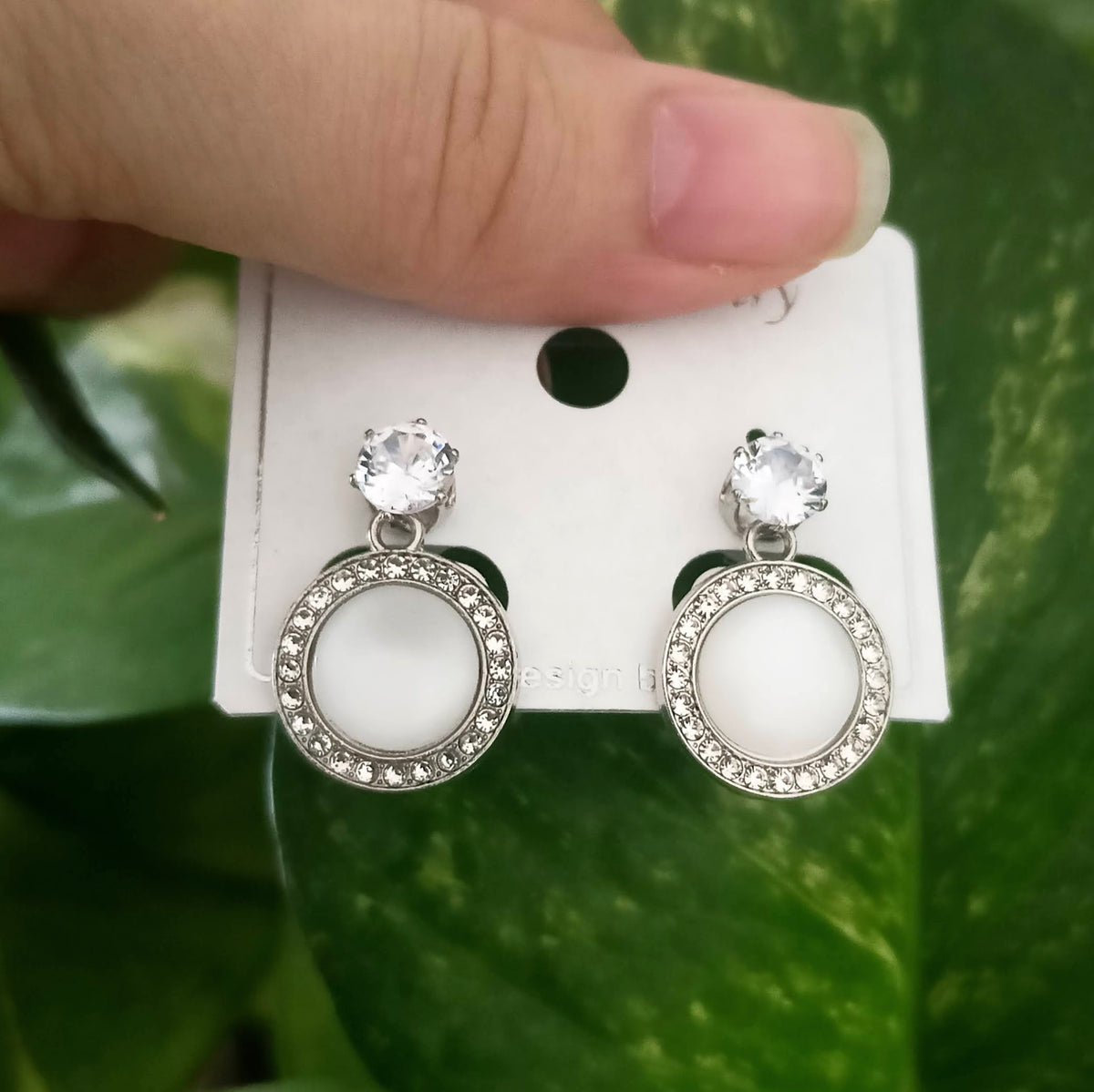 Round Design Stone Studded Fashion Korean Earrings