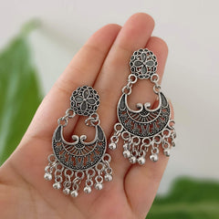 Trending Chandbali Style Oxidised Silver Earrings