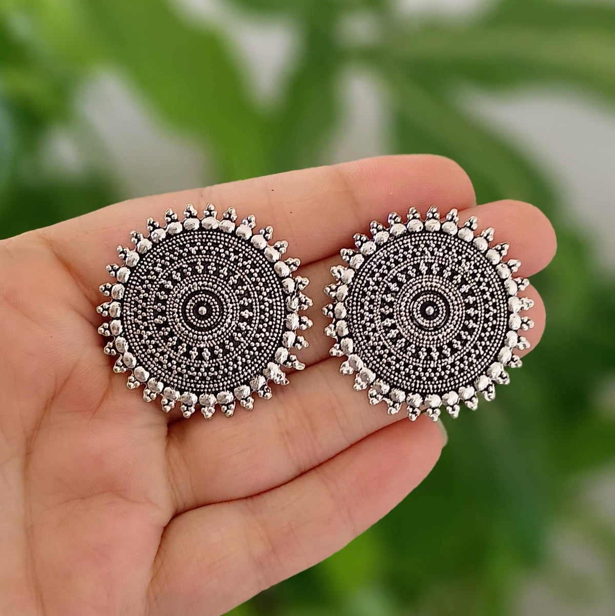 Banjara Style Trending Studs Oxidised Silver Ethnic Earrings