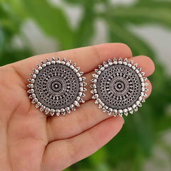 Banjara Style Trending Studs Oxidised Silver Ethnic Earrings