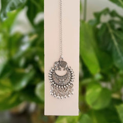 Elephant Design Silver Oxidised Ethnic Maangtikka