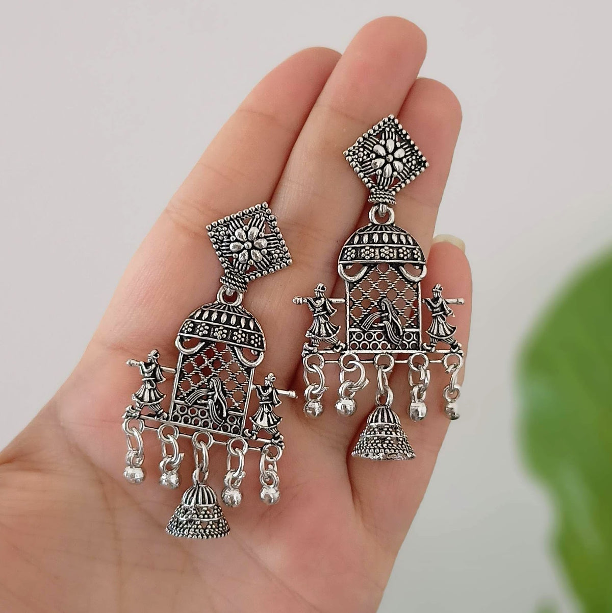 Doli Design Jhumka Oxidised Silver Festive Earrings