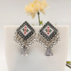 Rangoli Design Sticker Ethnic Trendy Silver Oxidized Earrings