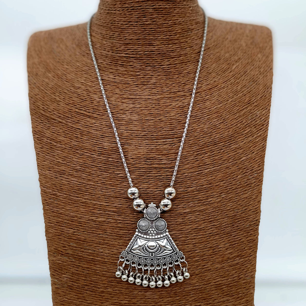 Cute Silver Oxidised Pendant Necklace
