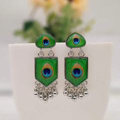 Beautiful Peacock Sticker Trendy Silver Oxidised Earrings