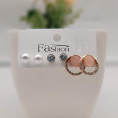 Beautiful Stone Studded Fashion Trendy Korean Earrings (Pack of 3)