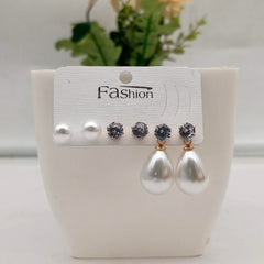Gorgeous Stone Studded Fashion Trendy Korean Earrings (Pack of 3)