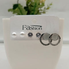 Fancy Stone Studded Fashion Trendy Korean Earrings (Pack of 3)