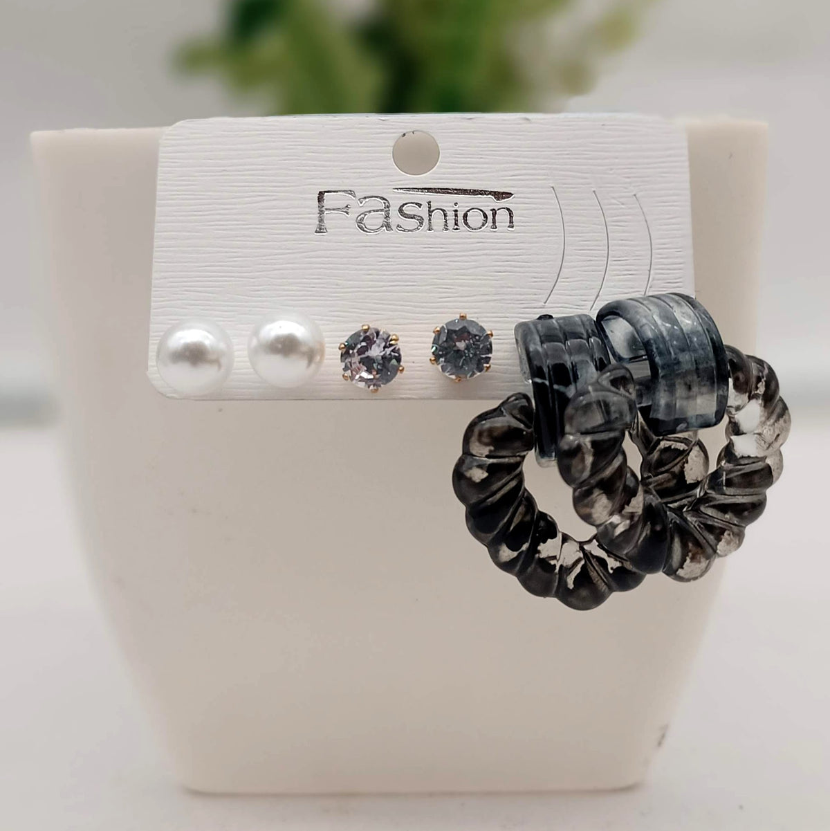 Classy Stone Studded Fashion Trendy Korean Earrings (Pack of 3)