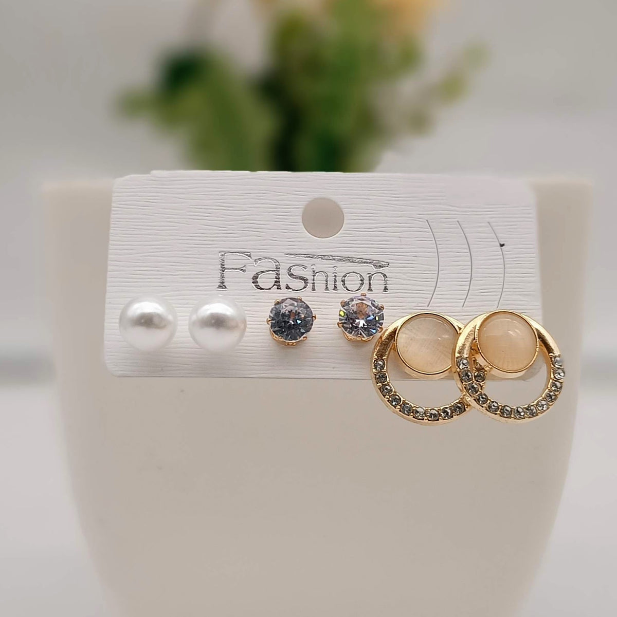 Magnificent Stone Studded Fashion Trendy Korean Earrings (Pack of 3)