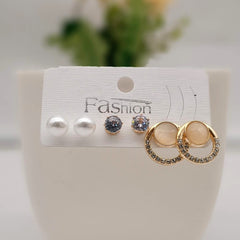 Magnificent Stone Studded Fashion Trendy Korean Earrings (Pack of 3)