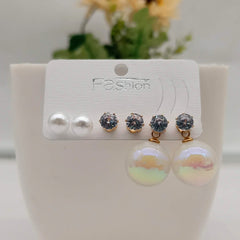 Fascinating Stone Studded Fashion Trendy Korean Earrings (Pack of 3)