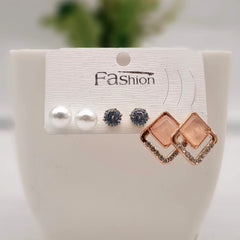 Luxurious Stone Studded Fashion Trendy Korean Earrings (Pack of 3)