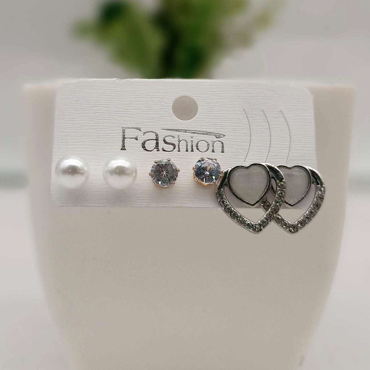 Lightweight Stone Studded Fashion Trendy Korean Earrings (Pack of 3)