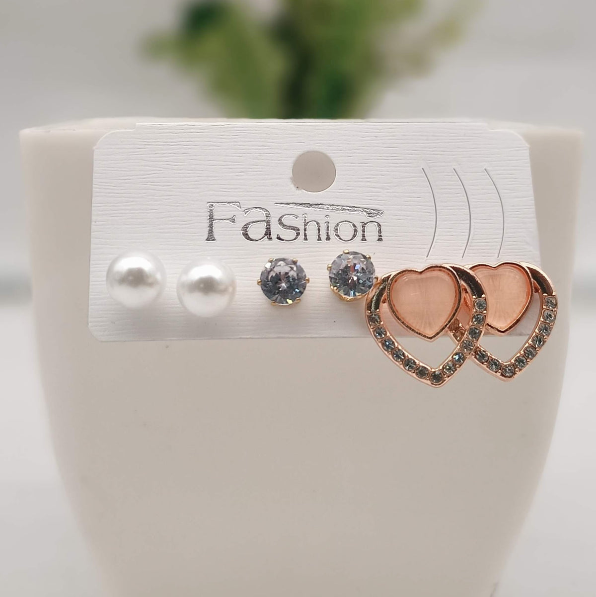 Party Wear Stone Studded Fashion Trendy Korean Earrings (Pack of 3)