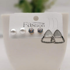 Unique Stone Studded Fashion Trendy Korean Earrings (Pack of 3)
