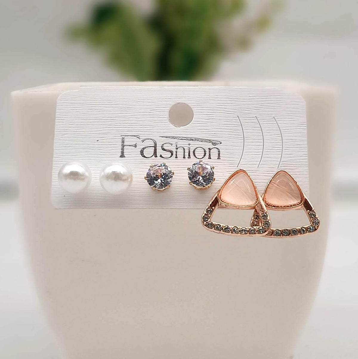 Western Stone Studded Fashion Trendy Korean Earrings (Pack of 3)