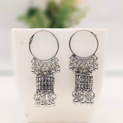 Jhumka With Bali Trending Silver Oxidised Earrings