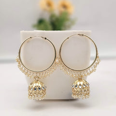 Kundan Jhumka With Bali Traditional Golden Earrings