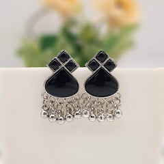 Black Color Stone Silver Oxidised Exclusive Earrings