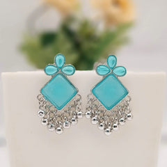Light Blue Color Stone Silver Oxidised Exclusive Earrings