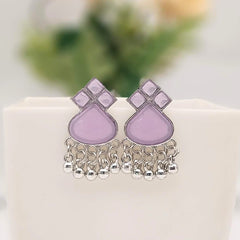 Light Purple Color Stone Beautiful Silver Oxidised Exclusive Earrings