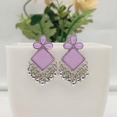 Purple Color Stone Cute Silver Oxidised Exclusive Earrings