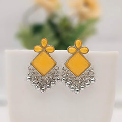 Yellow Color Stone Cute Silver Oxidised Exclusive Earrings