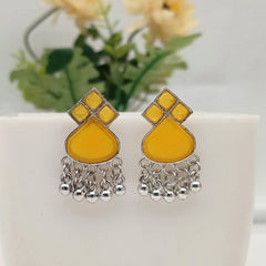 Yellow Color Stone Silver Oxidised Exclusive Cute Earrings