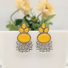Yellow Color Stone Silver Oxidised Exclusive Cute Earrings