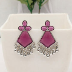 Purple Color Exclusive Design Silver Oxidised Earrings