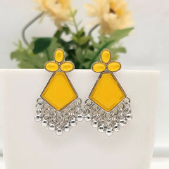 Yellow Color Exclusive Design Silver Oxidised Earrings
