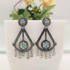 Rainbow Stone Studded Beautiful Silver Oxidised Earrings