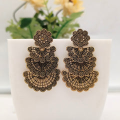 Tiny Flower Design Golden Oxidised Earrings