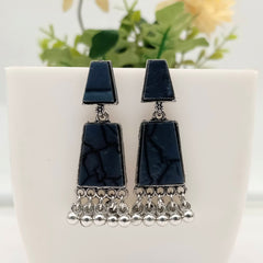 Black Color Unique Design Silver Classic Oxidised Earrings