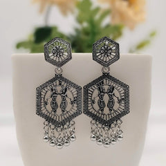 Dancing Girls Trendy Silver Oxidised Earrings