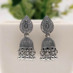 Tikka Design Gorgeous Jhumka Trendy Silver Oxidised Earrings
