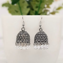 Daily Wear Cute Jhumka Trendy Silver Oxidised Earrings