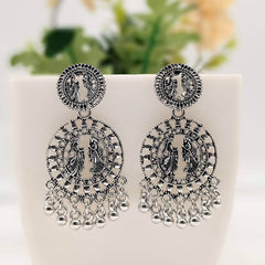 Wedding Scene Silver Classic Oxidised Earrings