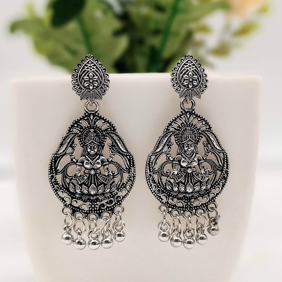 Goddess Silver Classic Oxidised Earrings