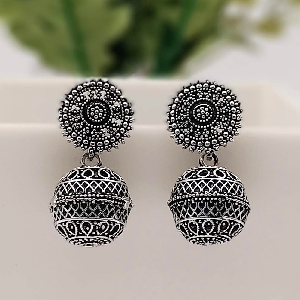 Drop Ball Silver Classic Oxidised Earrings