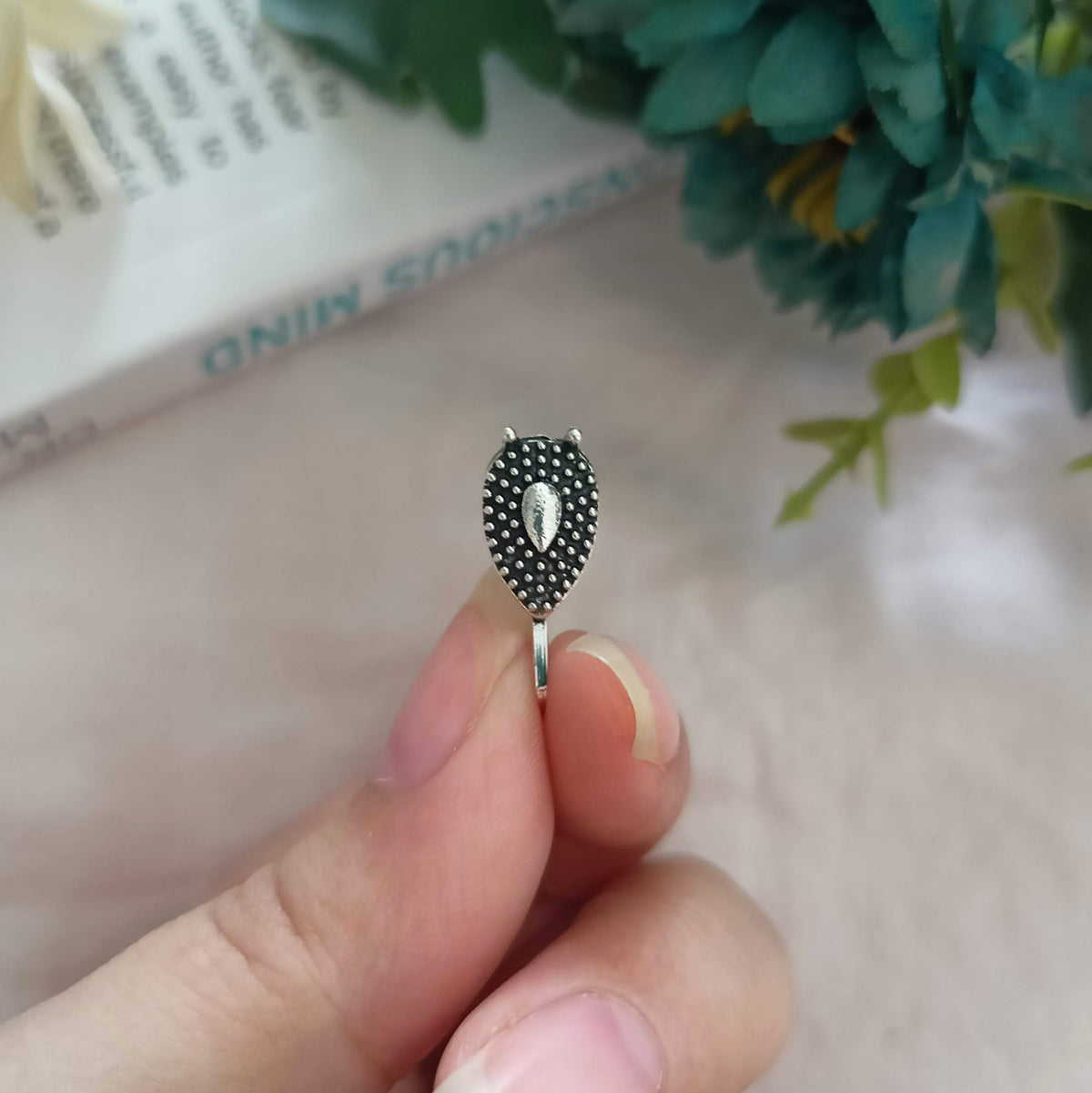 Trending Bollywood Cute Silver Oxidised Adjustable Nosepin