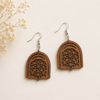 Mandala Arch Wooden Earrings for Women