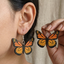 monarch butterfly wooden earrings for women lightweight orange black nature inspired statement jewelry