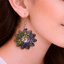 peacock mandala wooden earrings for women multicolor lotus statement earrings