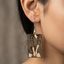 striped silhouette engraved wooden earrings rectangular pendant artistic statement dangle earrings for women
