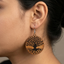 tree of life wooden earrings for women round nature spiritual dangle earrings with roots and branches design